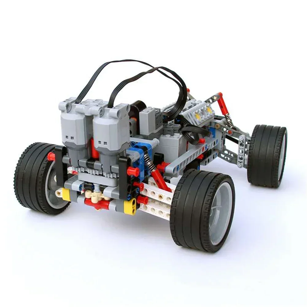 2WD RC Car Chassis Electric Set Two-wheel Drive Technical Car Chassis Bricks with Suspension Shocks IR Remote Control Reciever