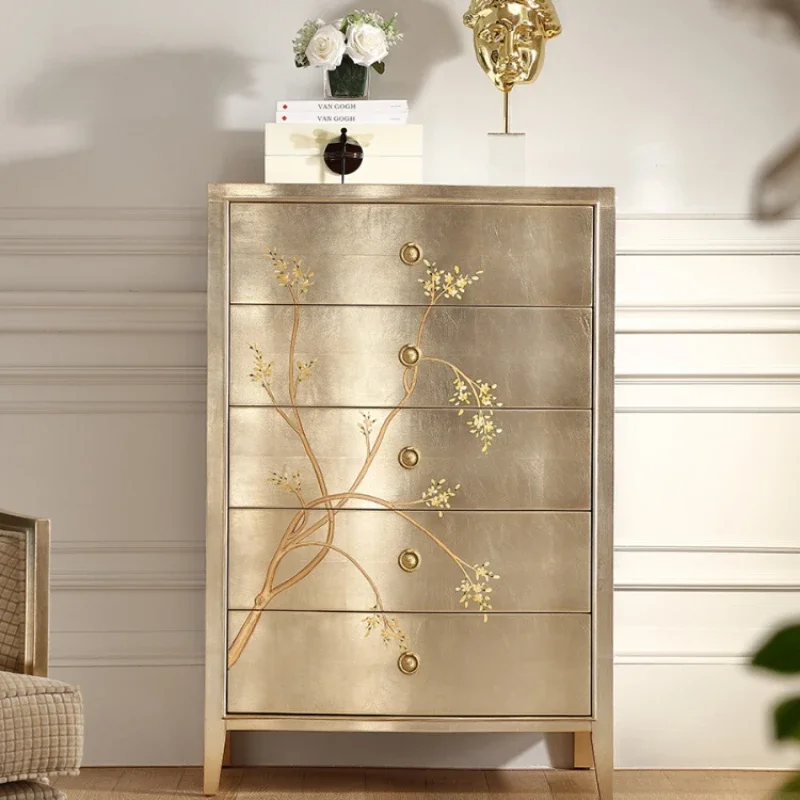 Gold Luxury Bedroom Cabinet Wood Organizer Home Storage Cabinets Living Room Cassettiera Camera Da Letto Bedroom Furniture