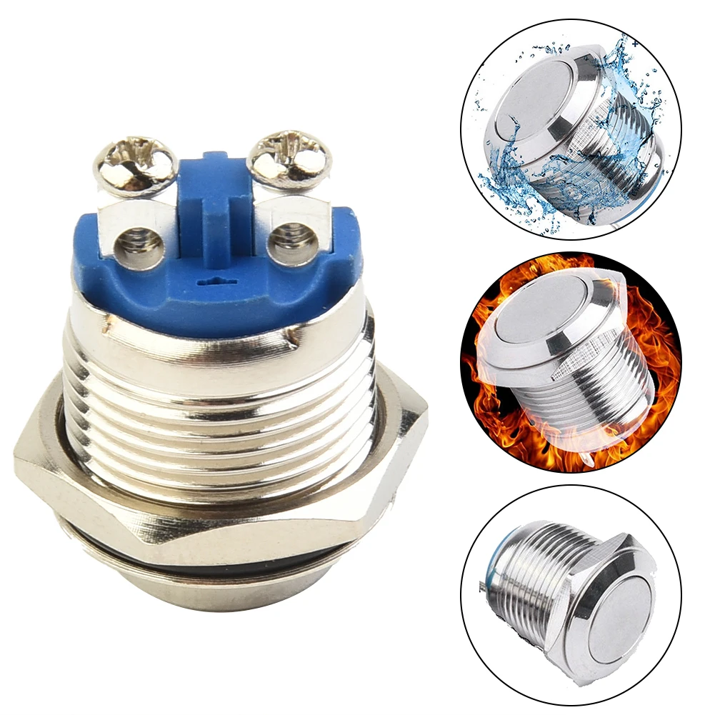 

12V Waterproof Push Button Switch 16mm Metal Shell Shockproof Anti Rust Easy Installation Excellent Waterproof Performance
