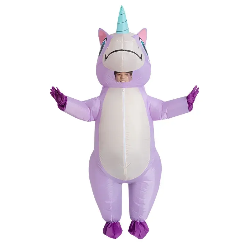 2025 New Purple Unicorn Inflatable Costume Kids Rainbow Halloween Costumes for Wommen Men Adult Carnival Mascot Chri ly99