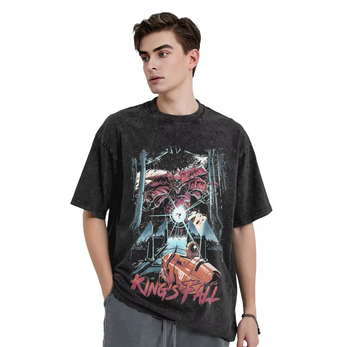 Destinys 2 Washed T Shirt Men Video Game Y2K Y2K Retro Casual T Shirts Summer O Neck Hipster Tees Design Oversized Clothes