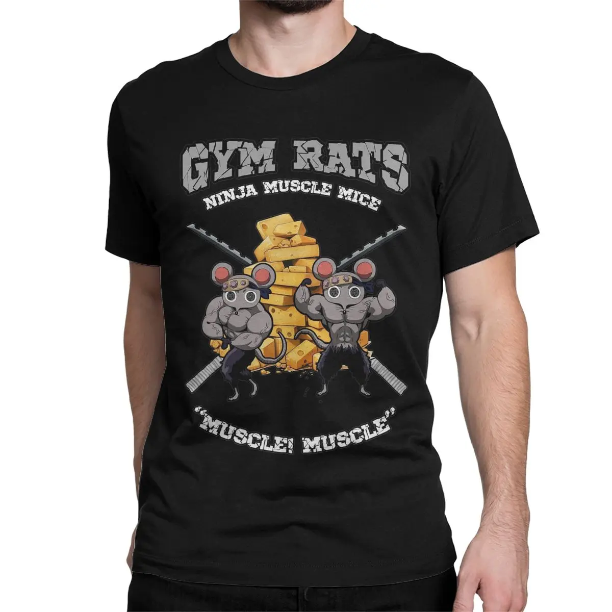 Gym Rats Ninju Muscle Mice Muki Muscular Men's T Shirt Anime Tee Shirt Short Sleeve O Neck T-Shirt Pure Cotton Printing Clothing