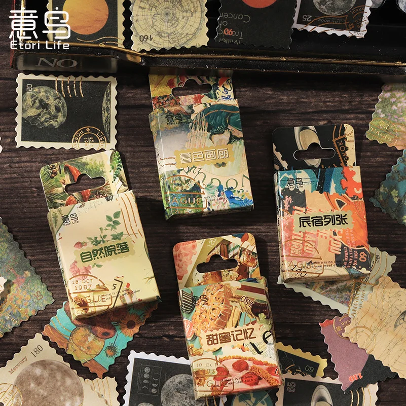 46 pcs/box Vintage Natural Plant Cake Stamps Decorative Stickers Scrapbooking Label Diary Stationery Phone Art Journal Planner