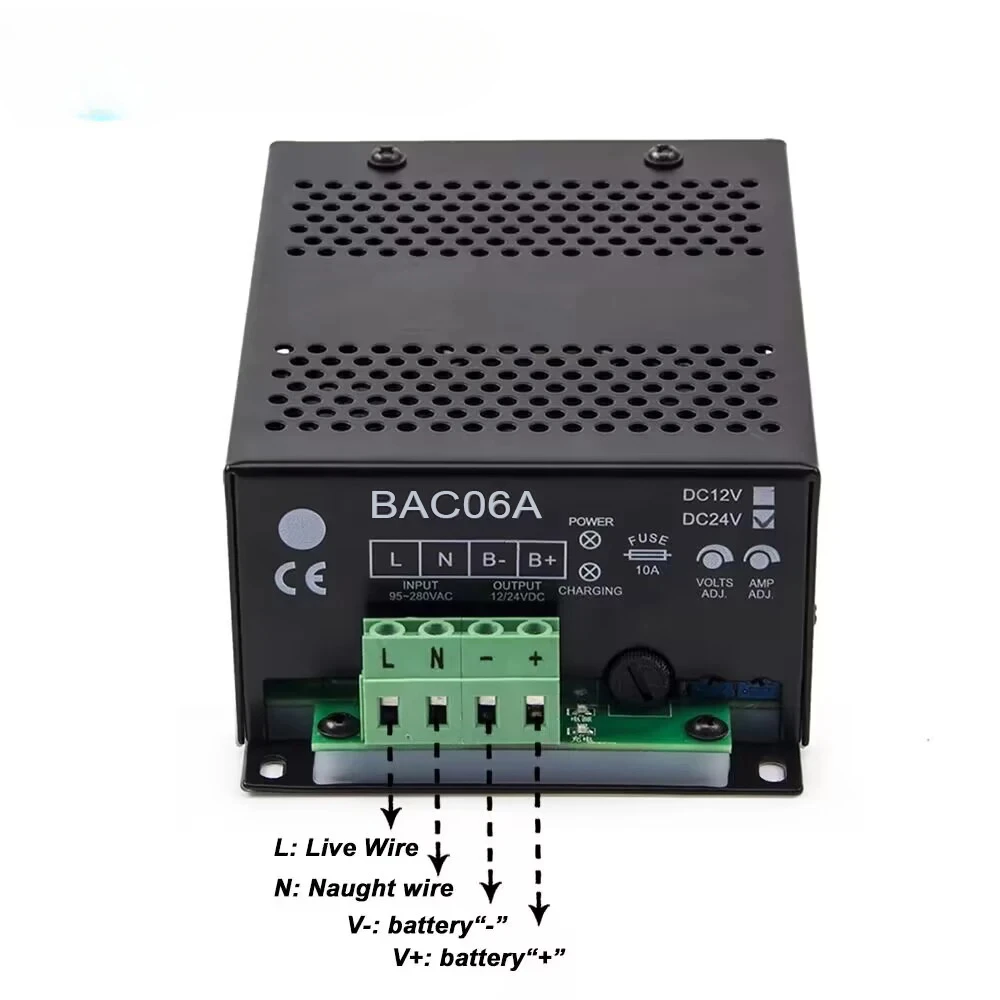 Diesels Generator Float Charging Adapters BAC06A 3A 6A Auto Intelligent Battery Charger Module Power DC12v 24v 5A