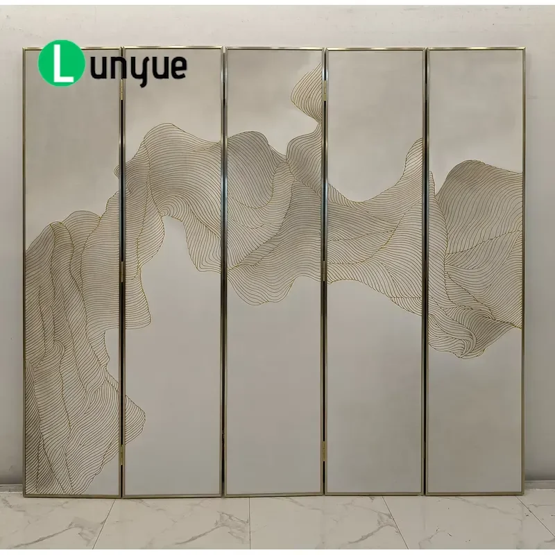 Metal Frame Screen Hand Painted Meticulous Lacquer Art Guangdong Craftsmanship Elegant Home Decor Partition Wall Divider