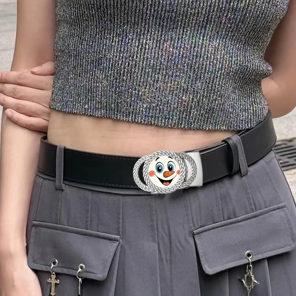 Snowman Automatic Ratchet Belt Buckle Fashion Personalized Waist Accessory Gift for Friends