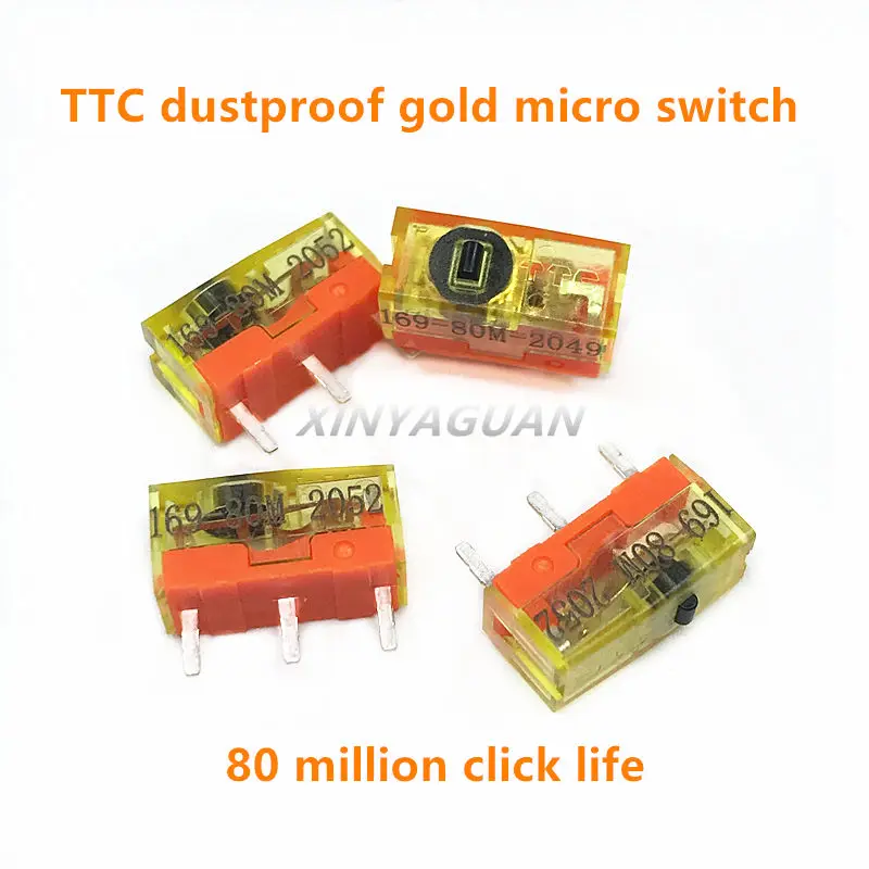 

4Pcs TTC Dustproof mouse micro switch 80 millions click lifetime gold alloy contact 0.78N Even strength, slightly harder Button