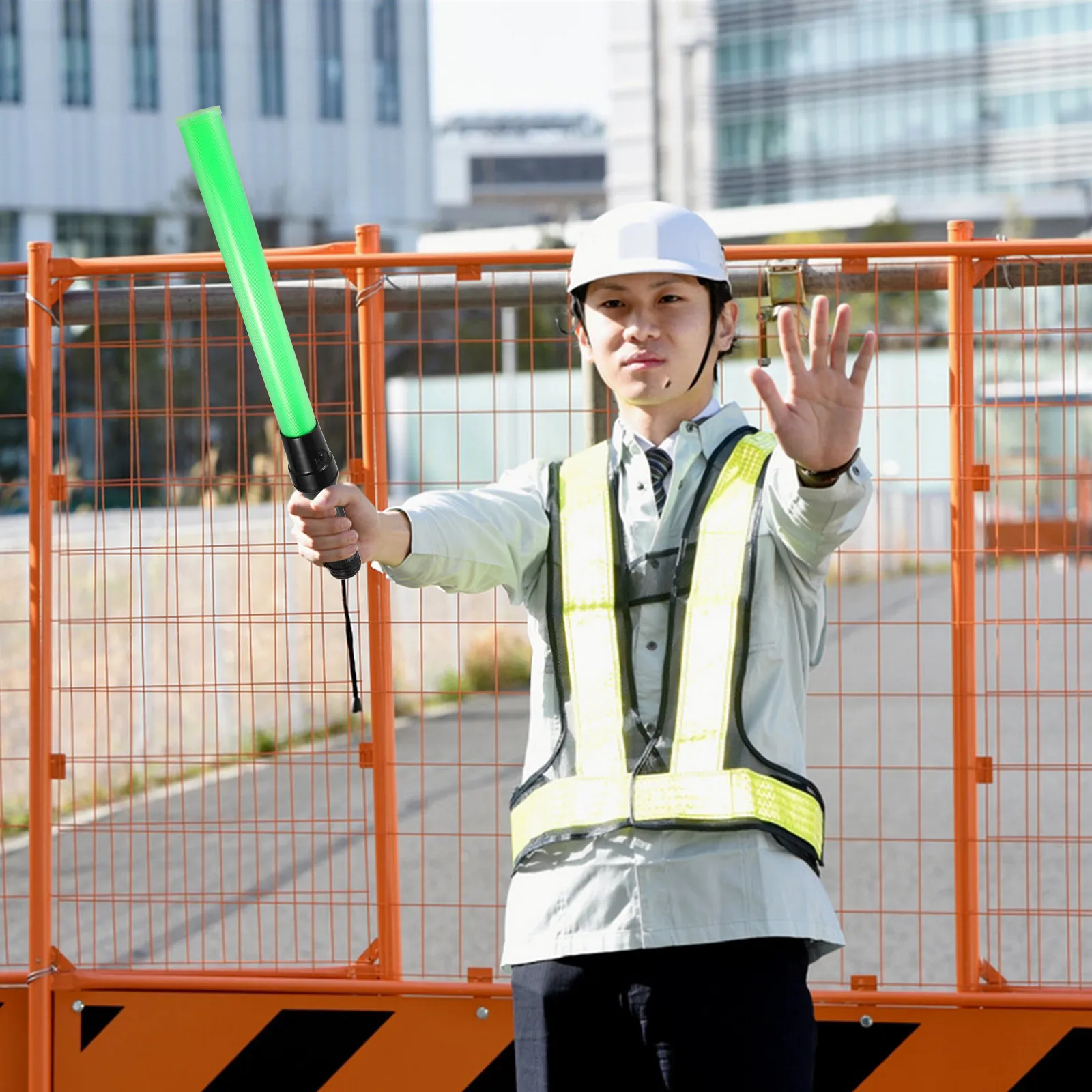 2Pcs LED Traffic Wand 54Cm Luminous Signal with Shock Resistant Shell Night Visibility Glow Stick for