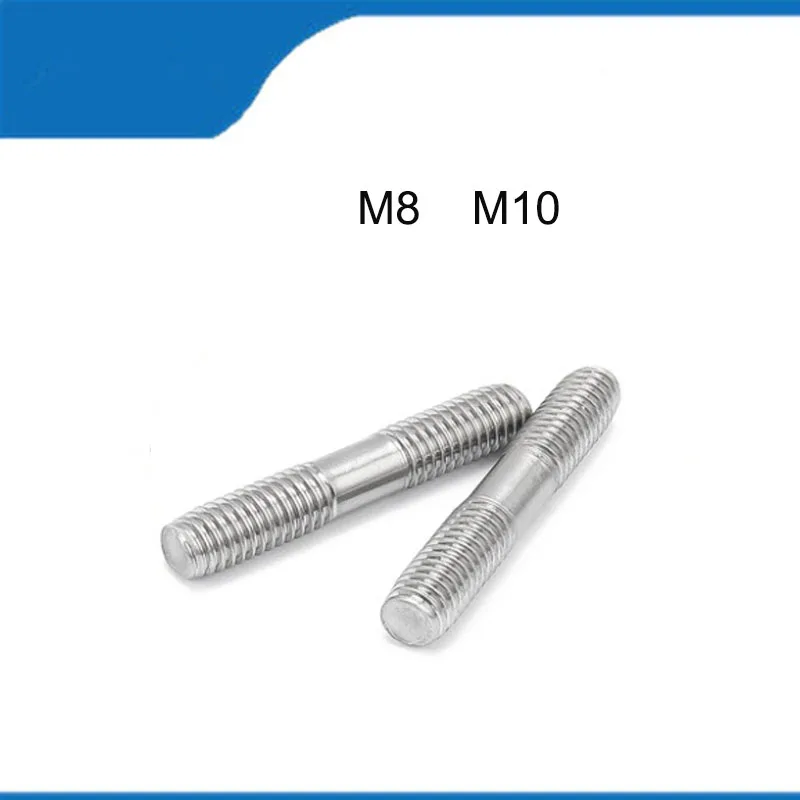 

High Quality Double End Thread Rod 10PCS M8 M10 304 Stainless Steel Stud Bolts Screw Rod Tooth Stick Dual Head Threaded Bar