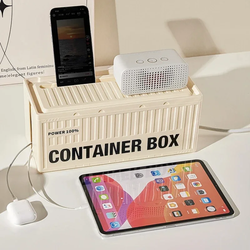 Cable Storage Box with Lid High-Capacity Cord Organizer for Home or Office Space-Saving Cable Management Box