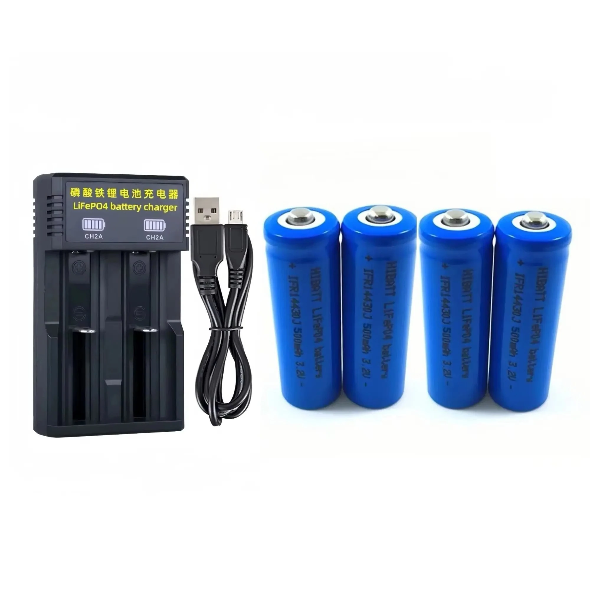 4PCS 14430 LiFePO4 battery 3.2V 500mAh LiFePO4 Battery Charger for Vacuum cleaners Razors Mobile power supplies Headlamps Radios