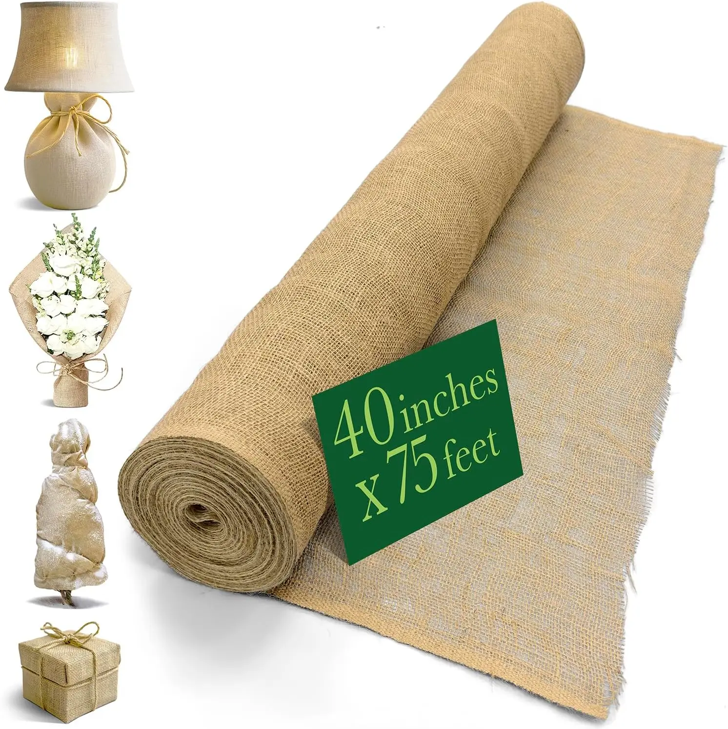 

40" x75 Feet Natural Jute Fabric Roll for Gardening, Tree Wrap, Weed Barrier, Erosion Control