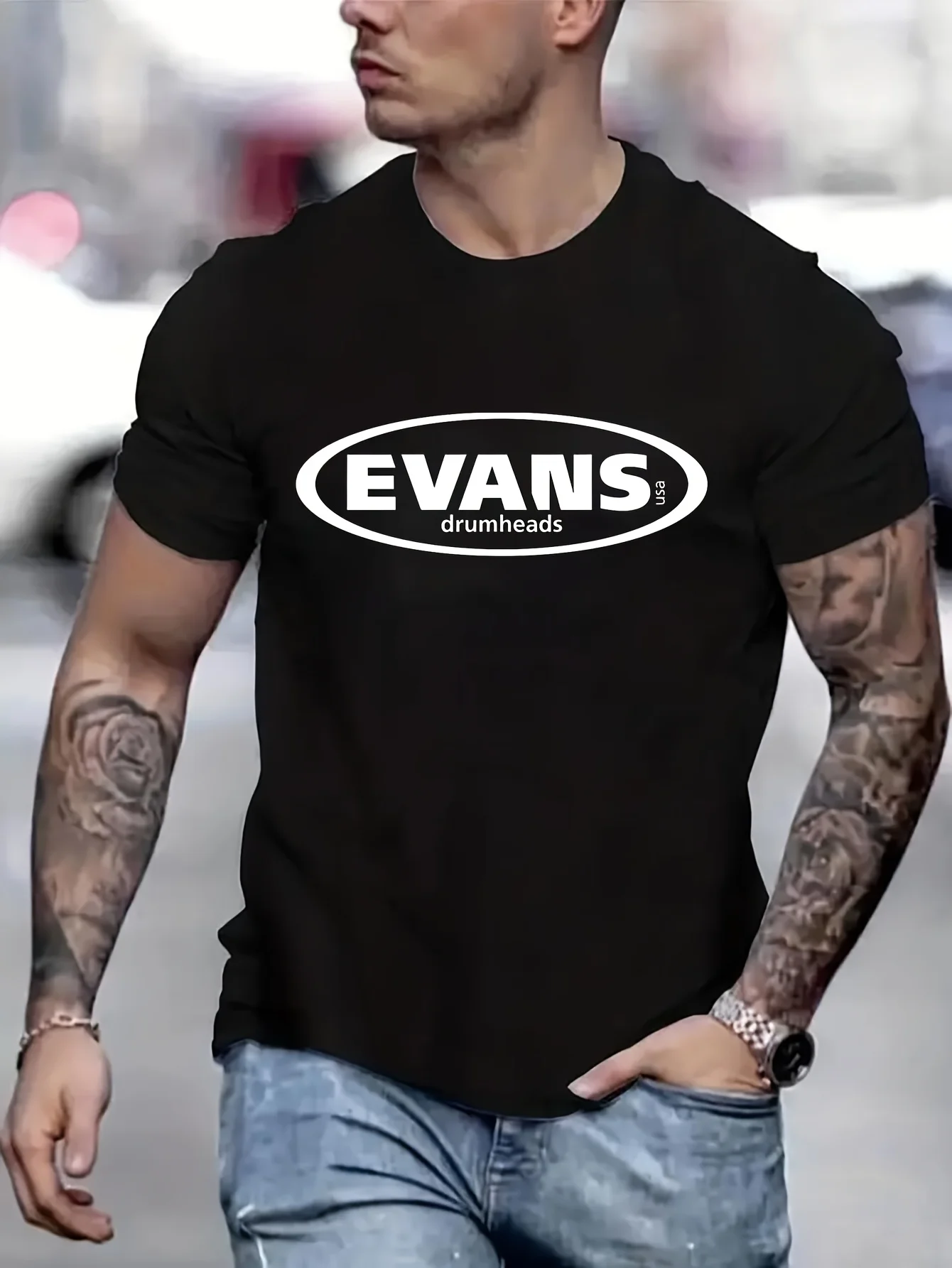 Evans Drumheads Gym Clothing Men Anime Clothes Graphic T Shirts Anime Men T shirt Printed T-Shirt B5022482