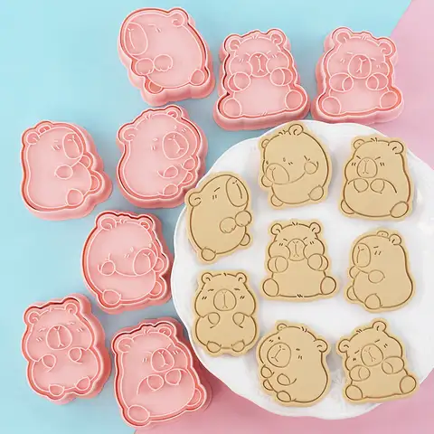 DIY 만화 비스킷 몰드, 카피바라 쿠키 커터, ABS 플라스틱 베이킹 몰드, 쿠키 도구, 케이크 장식 도구, 세트당 8 개