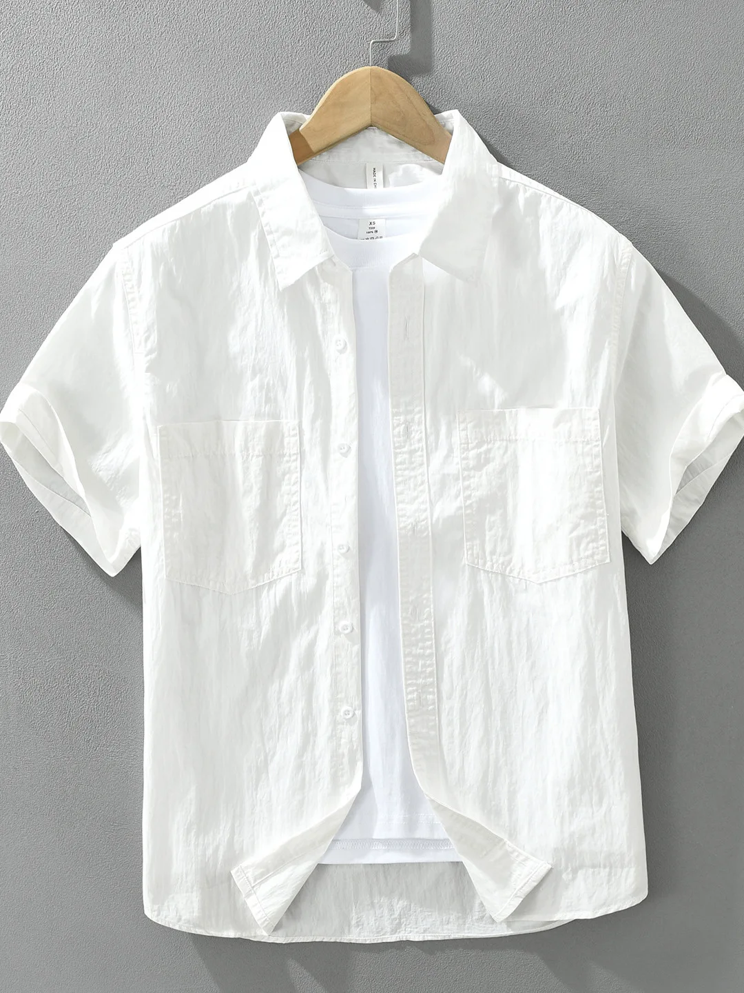

Men's Cotton Nylon Blend Breathable Color Short Sleeve Shirt Summer New Style Thin Basic Casual Shirt Loose Fit Pocket