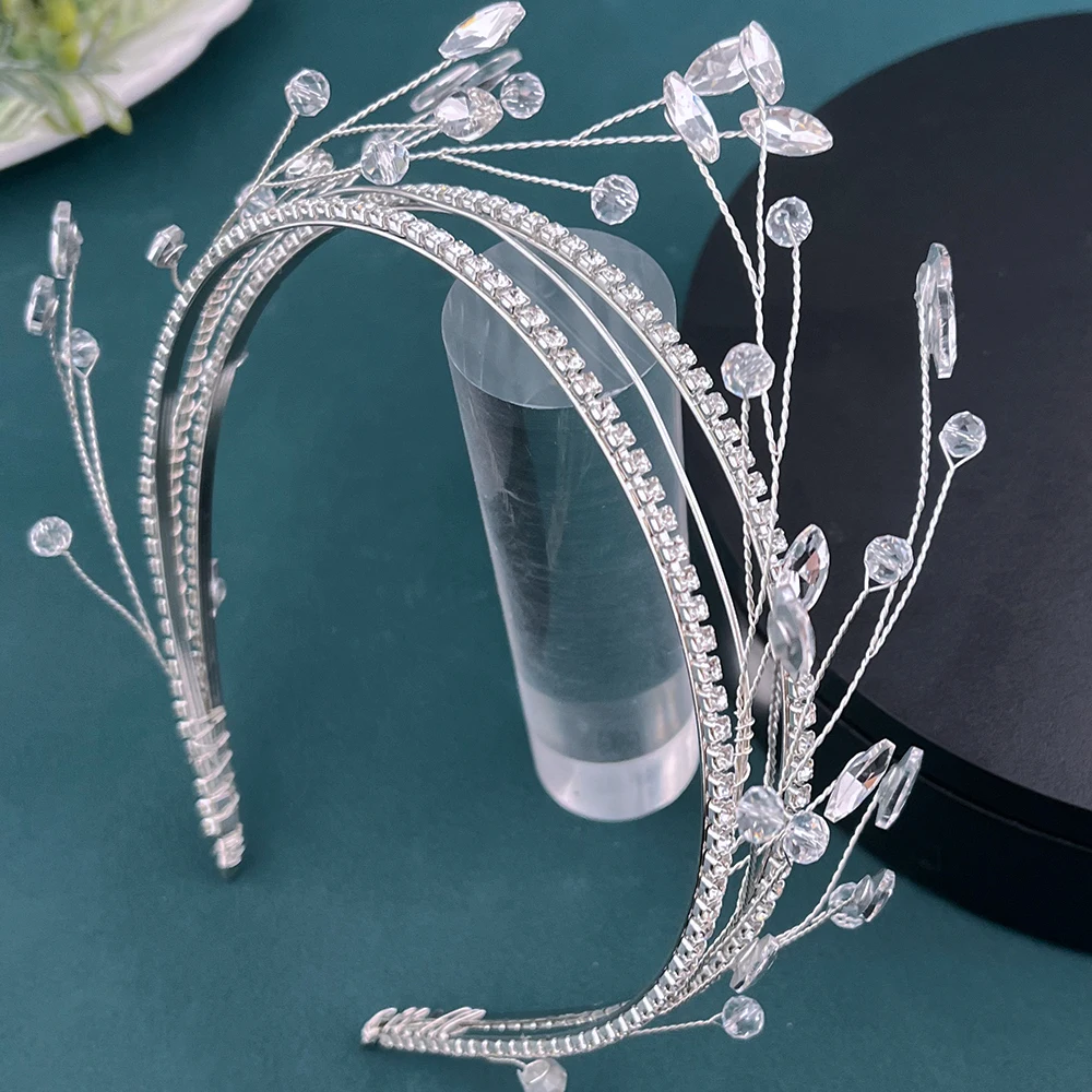 

DZ120 Crystal Wedding Hairband Bridal Tiaras Bride Headdress Trendy Women Headpiece Tiaras Rhinestone Party Hair Accessories