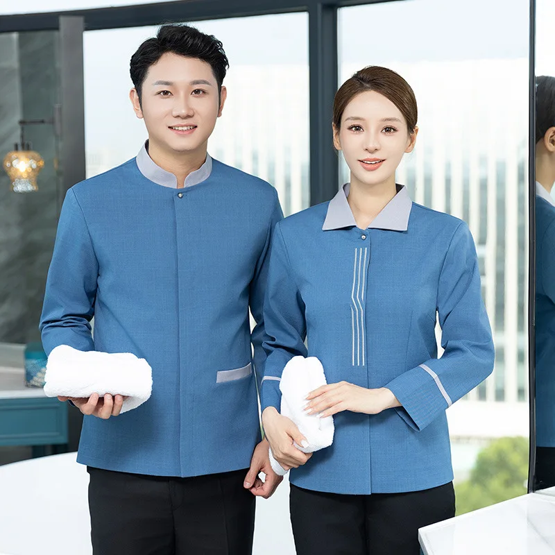 

Комплект рабочей одежды для уборщиков отелей и коммунальных служб: лонгслив, осень-зима, большие размеры