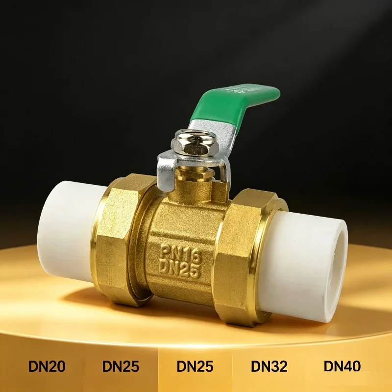 Double Union Brass PPR Ball Valve Socket Live Connect Heat Fusion Plumbing Fitting 20/25/32/40/50mm DN20 DN25 DN32 DN40 DN50