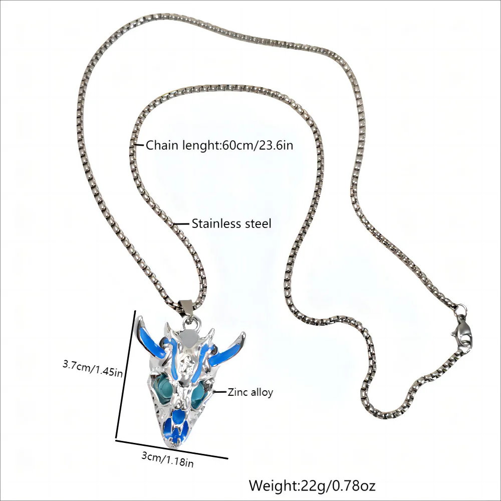 European and American street personality hip hop skull animal head luminous necklace alloy faucet luminous fashion men's and wom