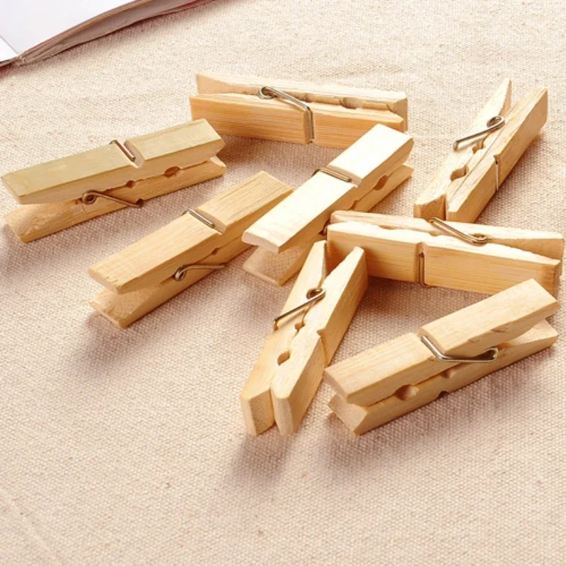 20Pcs Household Bamboo and Wood Clothes Clip Multi-functional Simple Windproof Clips Durable Drying Clip Socks Clothes Clips