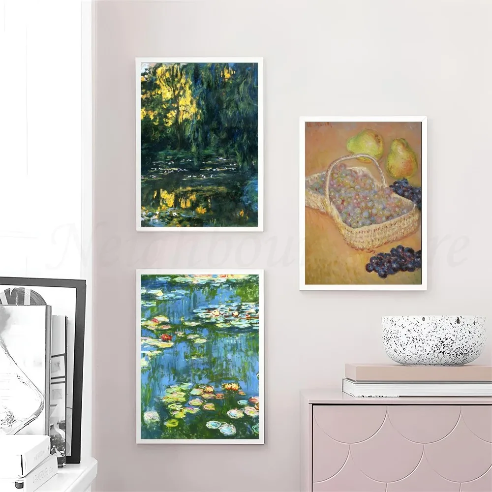 1pc Claude Monet Waterlily Pond Nature Landscape Poster Stickers Home Decor estetica Art murale Room Decor pittura digitale