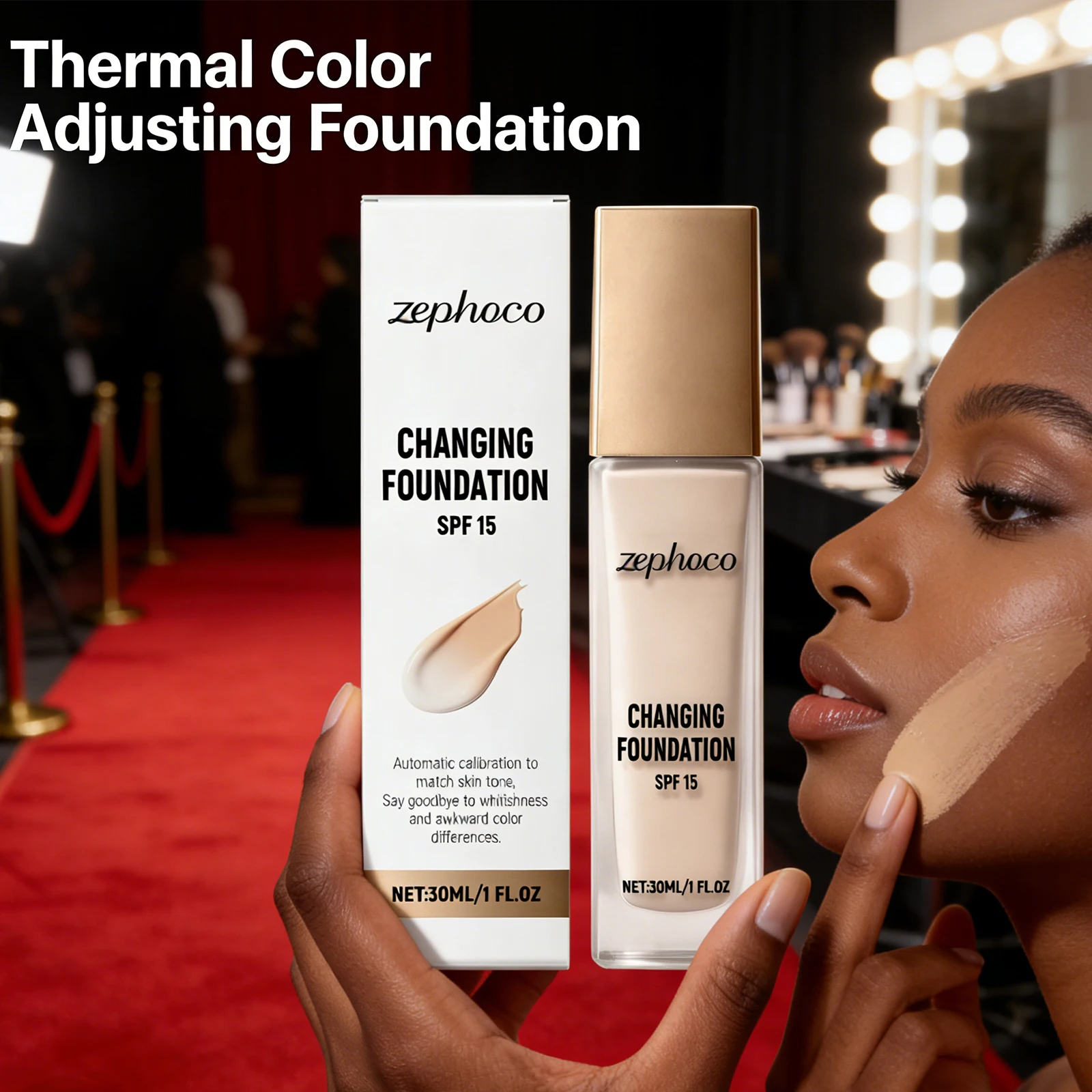 

Zephoco Thermal Color Adjusting Foundation Natural Fit Full Coverage Lightweight Moisturizing Long-Lasting All-Day Fresh Makeup