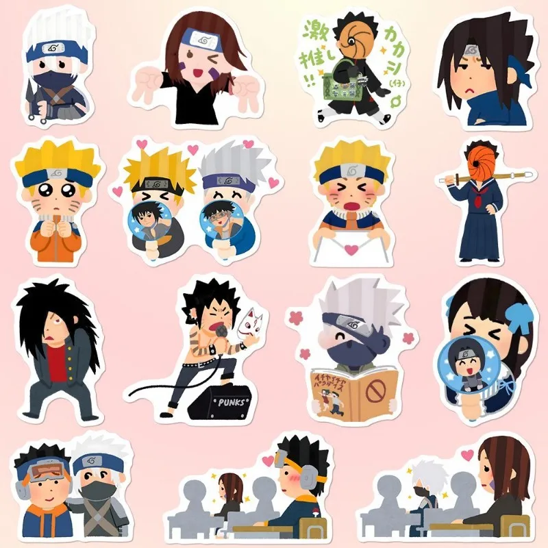 48 ชิ้น Naruto Graffiti สติกเกอร์สําหรับชายหญิง Kawaii Sasuke กระเป๋าเดินทางแล็ปท็อปคู่มือสติกเกอร์ตกแต่ง Kakashi Manga สติกเกอร์