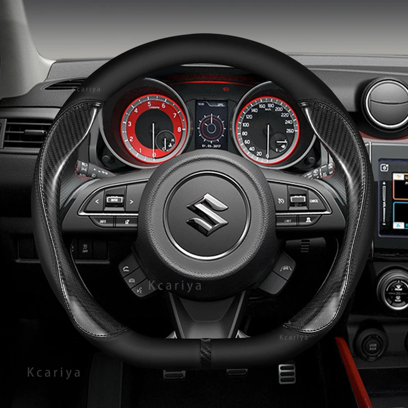 

Microfiber Leather Car Steering Wheel Cover, D Shape, 38cm, Sport Auto Accessories, Suzuki Swift 2017 2018 2019, 2020, 2021,2022