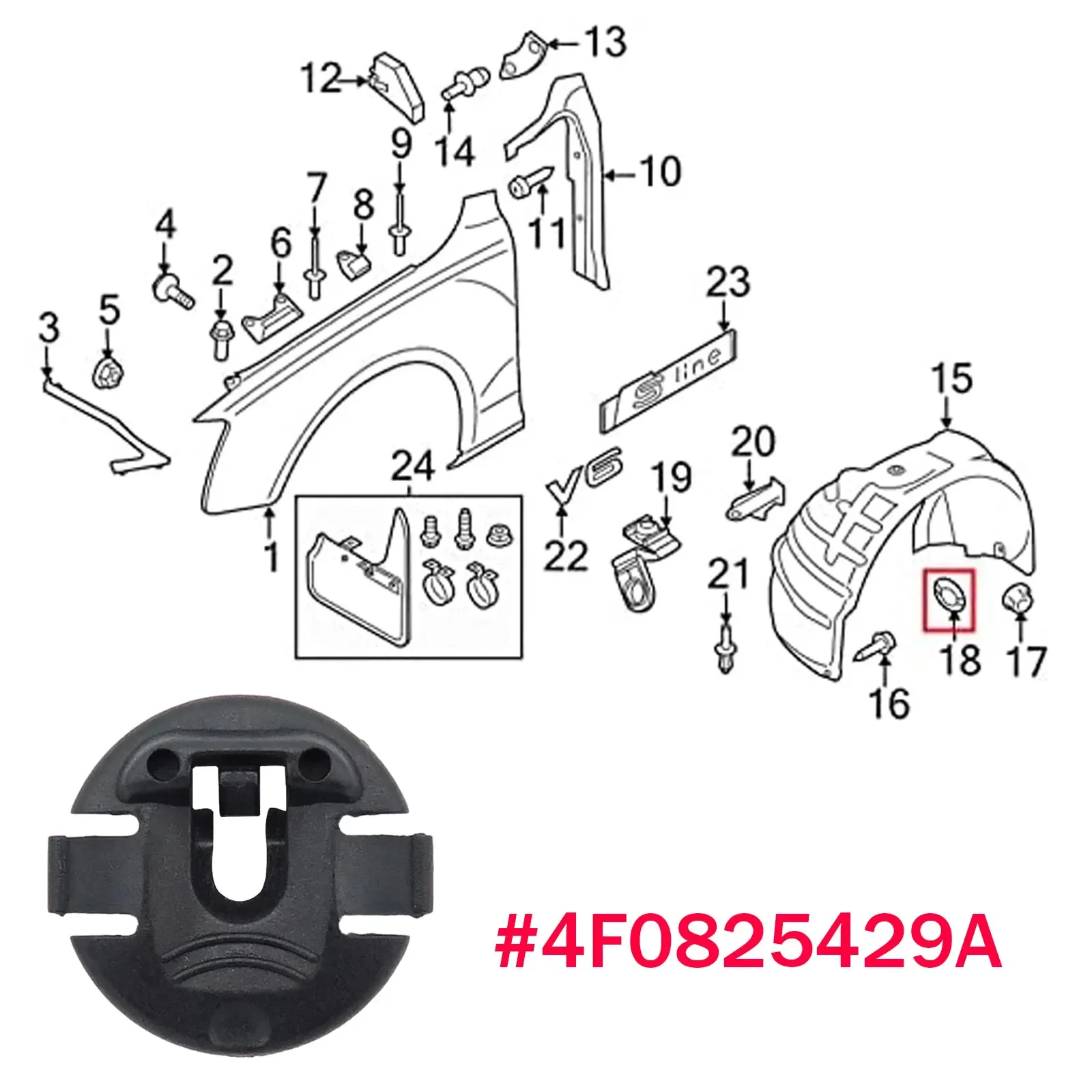 10-50x Fender Liner Splash Shield Fixing Clips Wheel Arch Lining Plastic Rivets Washer For Audi A1 A4 A5 Q5 A6 A7 4F0825429A