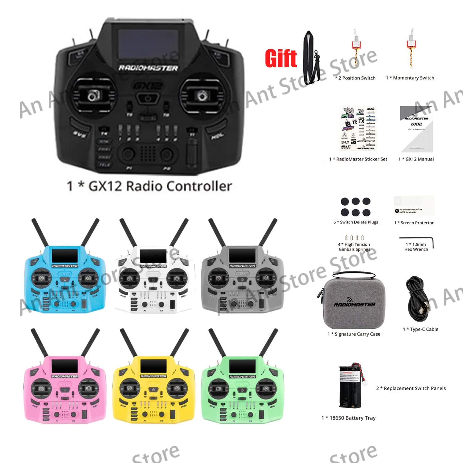 

Новинка 2025 года RadioMaster GX12 Crush, полностью алюминиевый 3D цифровой стабилизатор Холла с ЧПУ, передатчики радиоконтроллера ExpressLRS