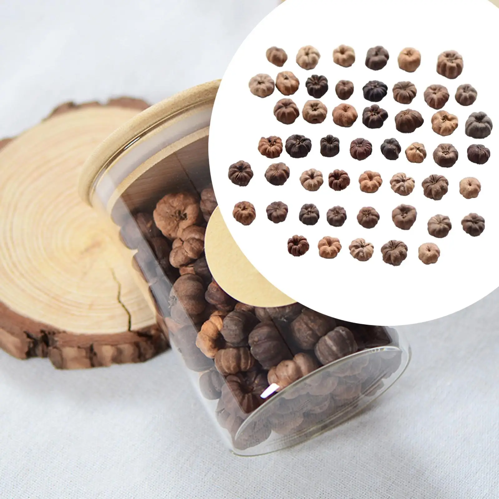 50Pcs Mini Putka Pods Mini Pumpkins Crafts Supplies Decoration Ornaments Natural Dried Fruits for Home Thanksgiving Garland