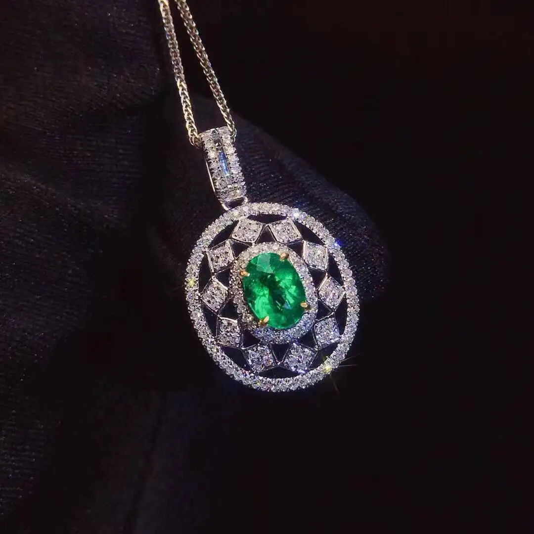 KJJEAXCMY New Jewelry Natural Women's Emerald Pendant 925 silver inlay Colorful and splendid Crystal pure fire flash explosion