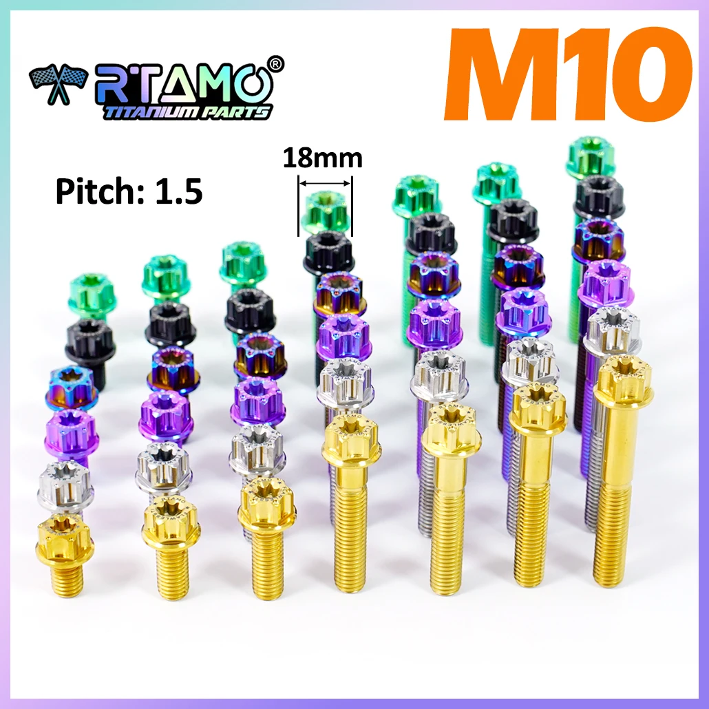 RTAMO Titanium Bolt M10X23/30/50/55/60/70X1.5Pitch Torx Head Flange Screws for Bicycle and Motorbike Modification (1PC)