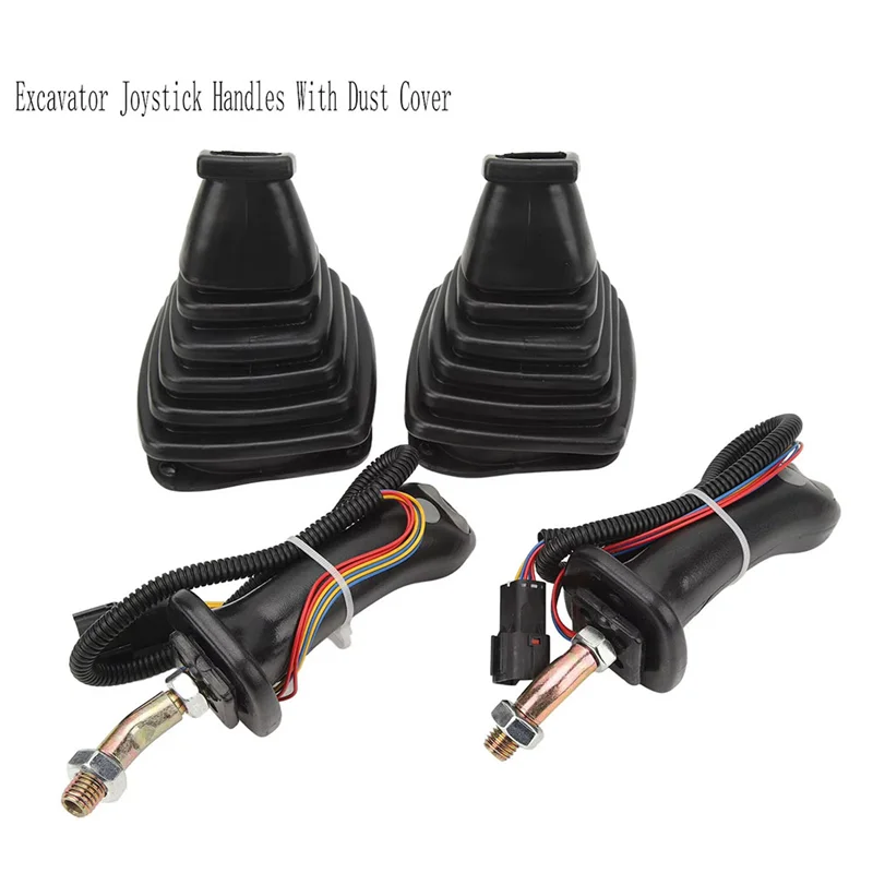 Punhos de joystick de escavadeira de 3 botões precisos, 2 peças com capa contra poeira para Doosan DH DX150 215 225 300 370-9C