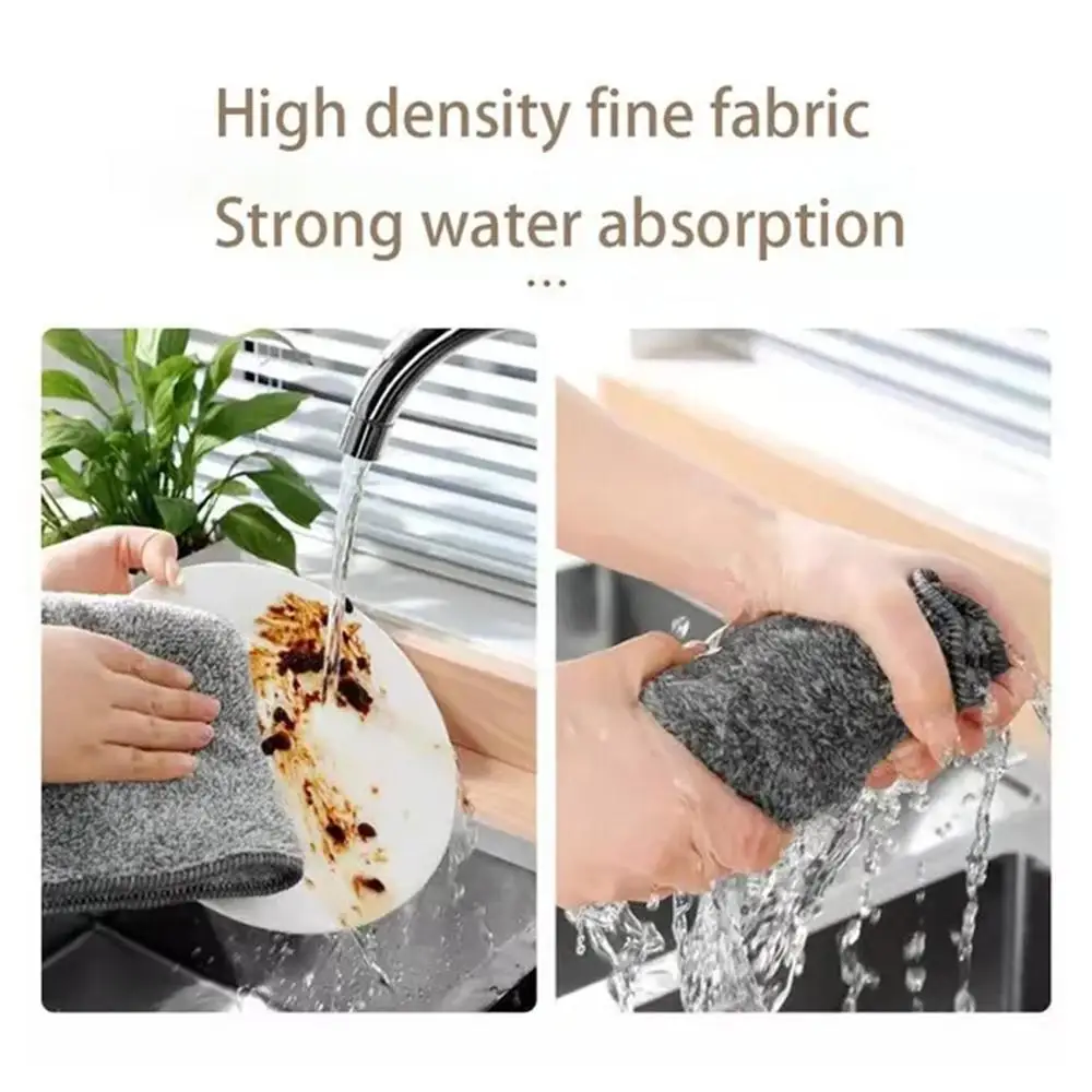 10/20pcs Bamboo Charcoal Fiber Cleaning Cloth Rags Water Absorption Non-Stick Oil Washing Kitchen Towel Household Cleaning Tools