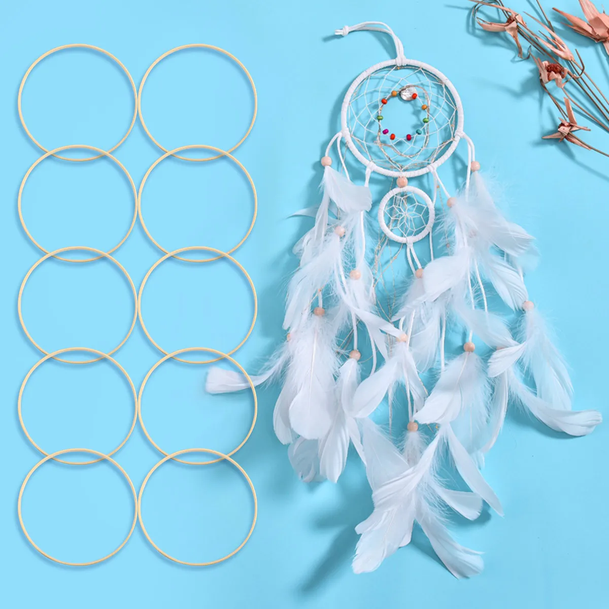

10pcs 20Cm Dream Catcher Ring Bamboo Hoop Diy Craft Embroidery Cross Stitch Hand Sewing Art Projects Wood Wind
