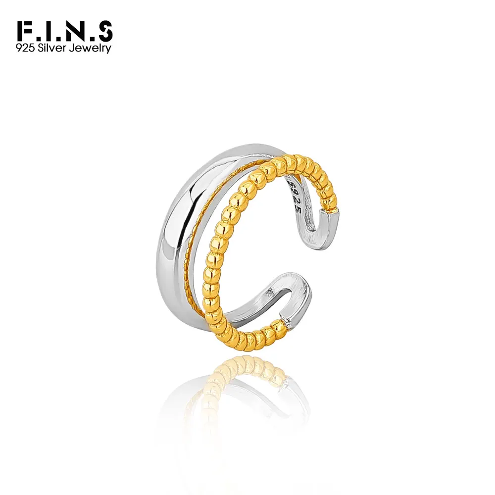 

F.I.N.S 1 шт. оригинальные минималистичные двухслойные серьги-клипсы из стерлингового серебра S925, геометрические контрастные серьги-каффы, ювелирные изделия для катания