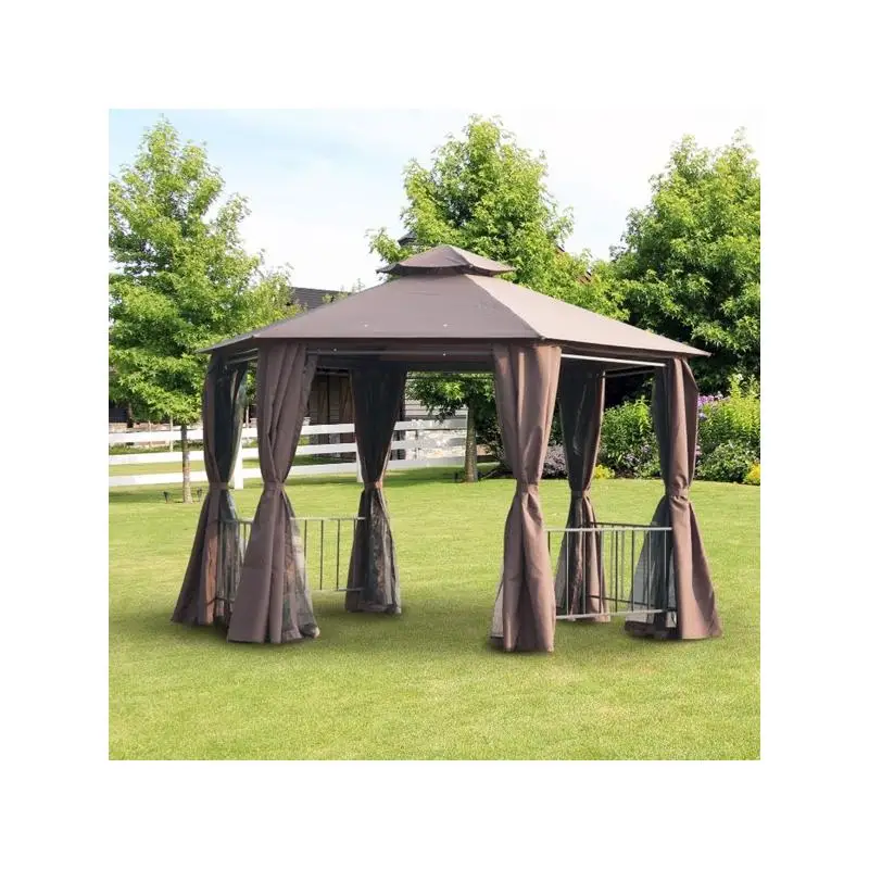 

13ft x 13ft Patio Gazebo - Coffee Color - Outdoor Shelter for Gardens & Patios, UV Protection & Water-Resistant Canopy, Easy