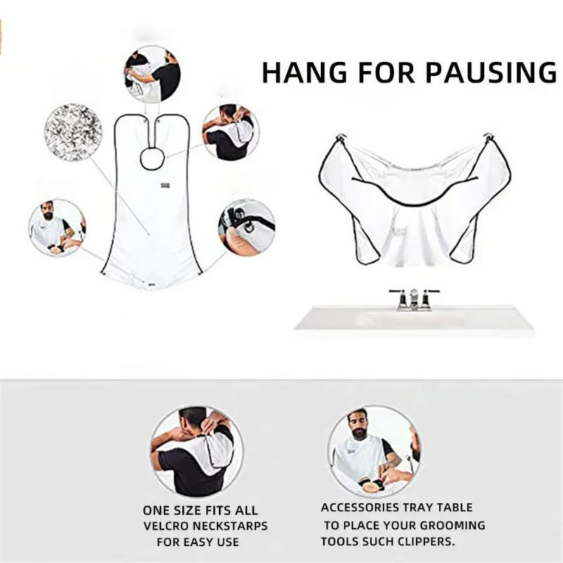 Shaving Apron for Man with Sucker Beard Shaving Apron Care Bib Face Shaved Hair Adult Bibs Shaver Cleaning Hairdresser Clean