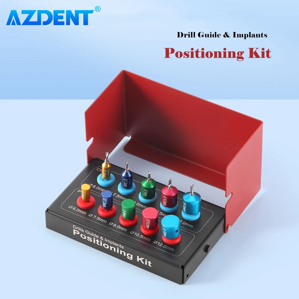 Set Dental Implant Guide Drill Positioning Drill Kit AZDENT Titanium Guided Surgery Pins Dentistry Implant Tools Spacer Holder