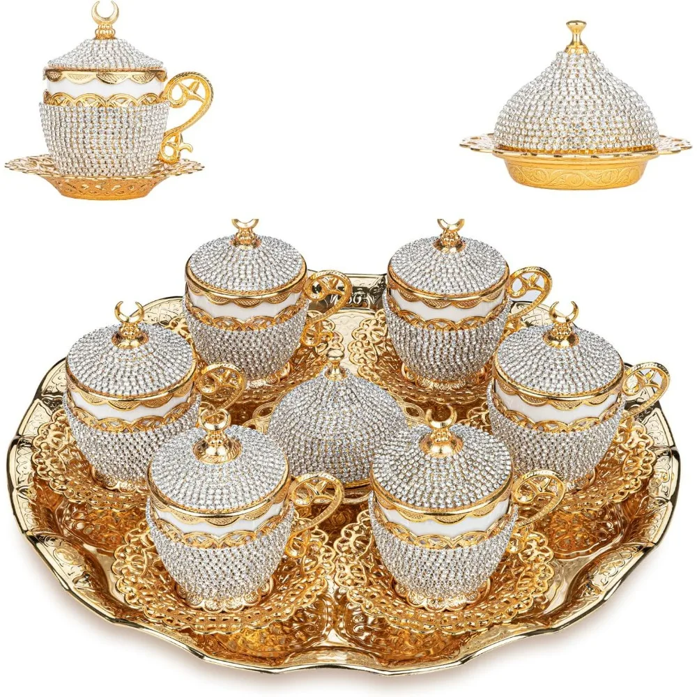 

Cups Sets,27 Pc Ottoman Turkish Greek Arabic Coffee Espresso Serving Cup Saucer Crystal Set