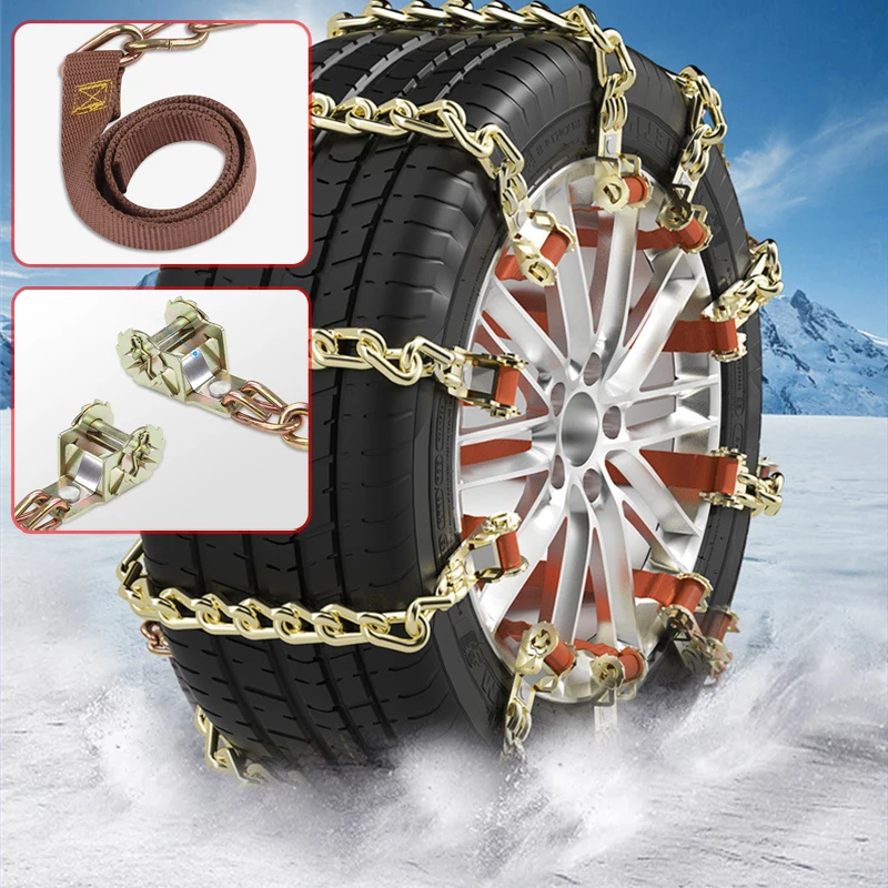 Universal Car Winter Snow Chains Tire Wheels Chain Strong Manganese Steel Reusable Vehicle Emergency chains Sticky snow chain