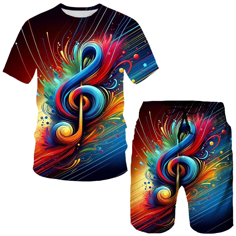 Fashion Musical Note 3D Print T-Shirts Shorts Sets Men's Tracksuits Oversized Short Sleeve T Shirt Pants Set Man Suits Clothing 3 Fashion Musical Note 3D Print T-Shirts Shorts Sets Men's Tracksuits Oversized Short Sleeve T Shirt Pants Set Man Suits Clothing 3