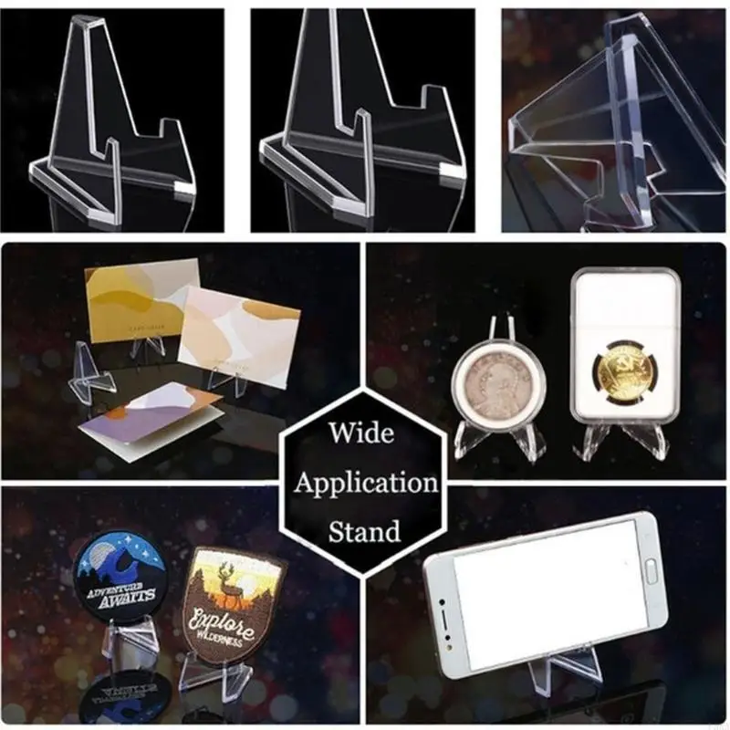 F3KA 8Pieces Coin Holder Mini Clear Acryl Transparent Easel Stands Coin Display Easel Post Card Display Storage Rack