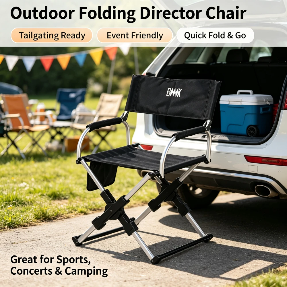 Lightweight Aluminum Alloy Folding Command Chair Outdoor Portable Camping Chair Beach Fishing Hiking Field Chair Director Chair