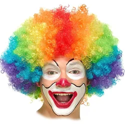 Funny Clown Curly Afro Synthetic Wigs Rainbow Wig Colorful Clown Wig Crazy Afro Wig Party Halloween Costume Prank