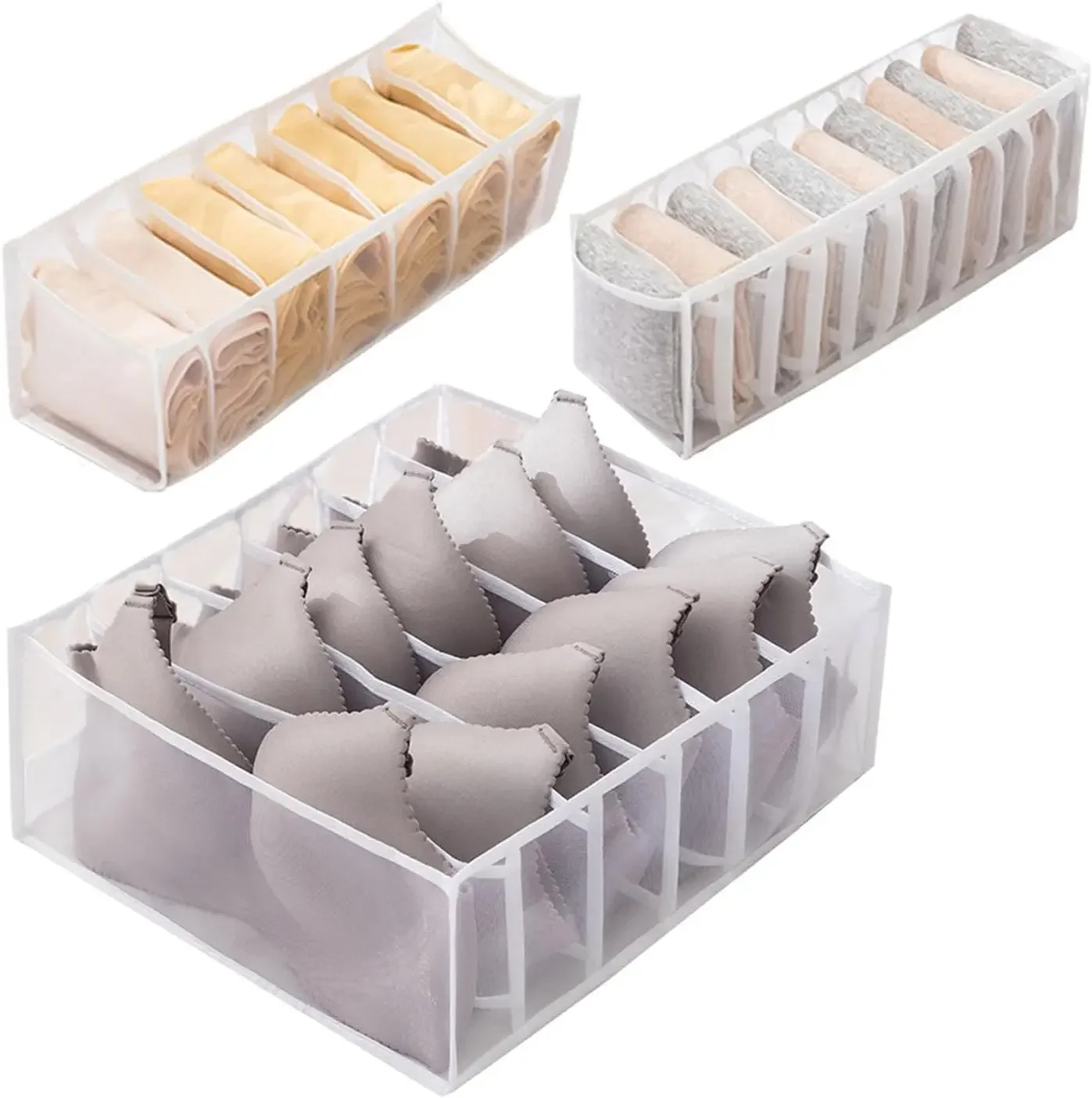 3Pcs Underwear Organizer Organizer For Small Things Foldable Drawer Bra Storage Pants Clothes Underwear Folding Divider(White)