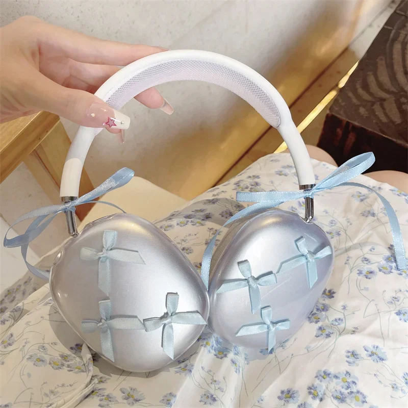 

Korea Candy Color Bow Protective Case For Apple Airpods Max Earphone Case Clear Soft Silicone Headphone For Airpods Max Protect