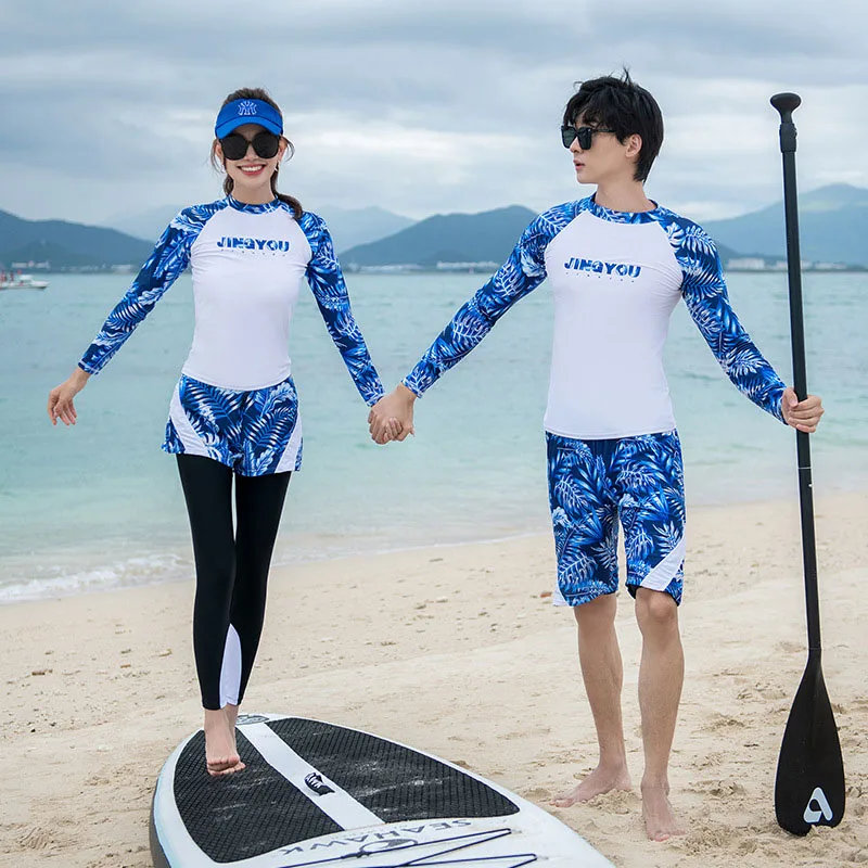 

Мужской женский комплект T3-4 предметов с длинными рукавами и встроенным бюстгальтером, рубашки для плавания и шорты, леггинсы, купальник, солнцезащитный костюм для всего тела