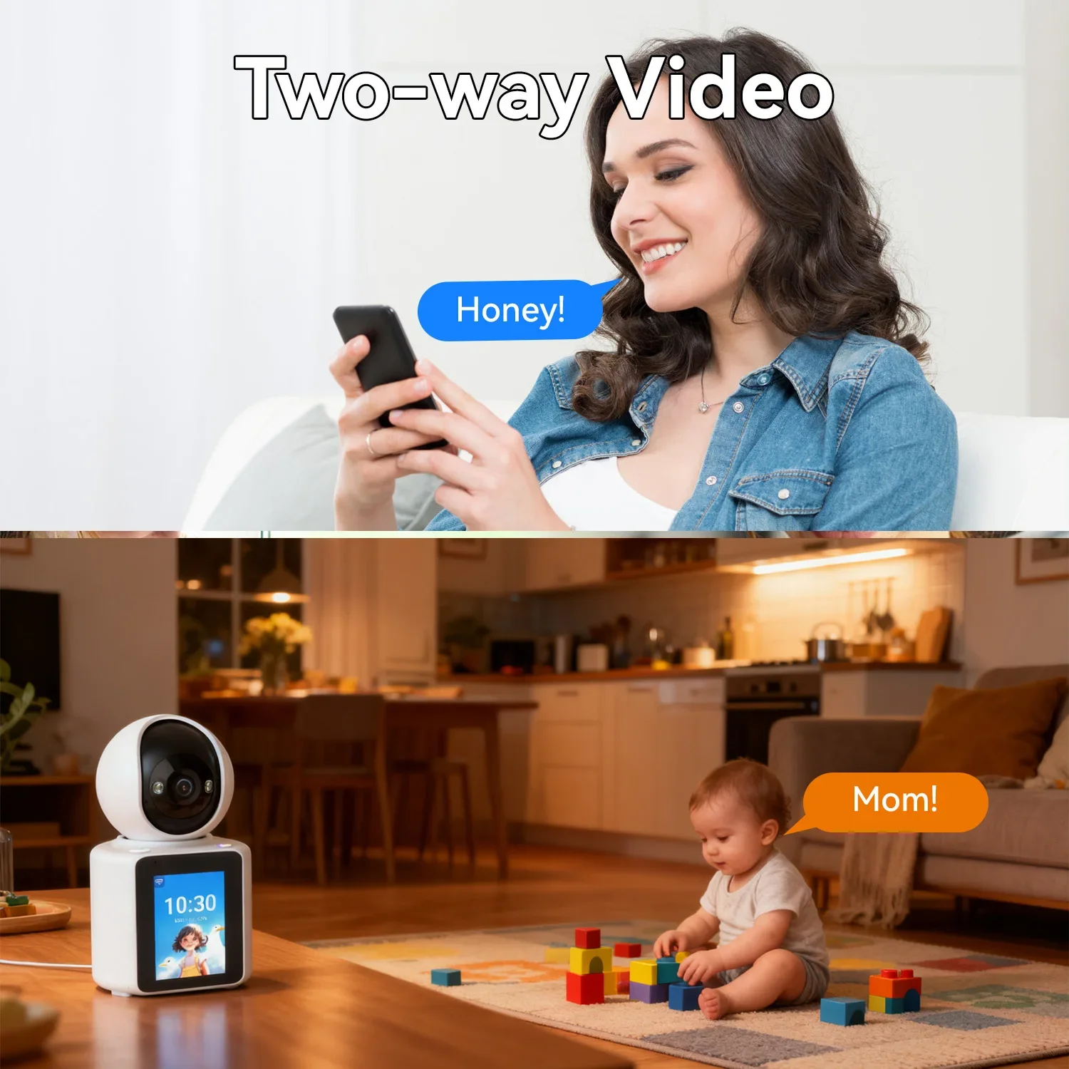 2MP Wireless WIFI Two way video calling Camera Baby Safety Protection Monitor 2.8-inch Screen White-light IR Vision IM CAM App